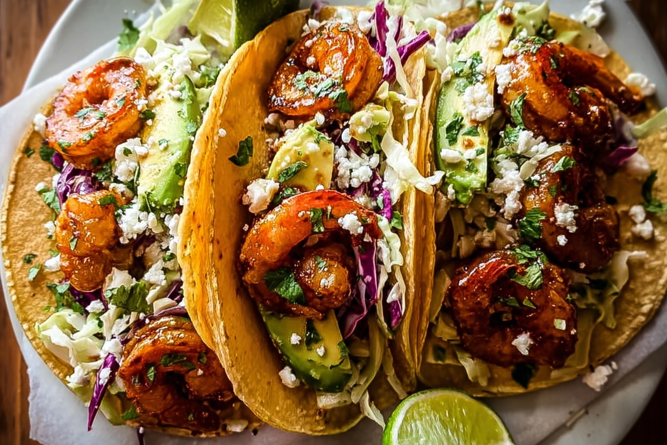 Cilantro Lime Shrimp Tacos With Creamy Slaw