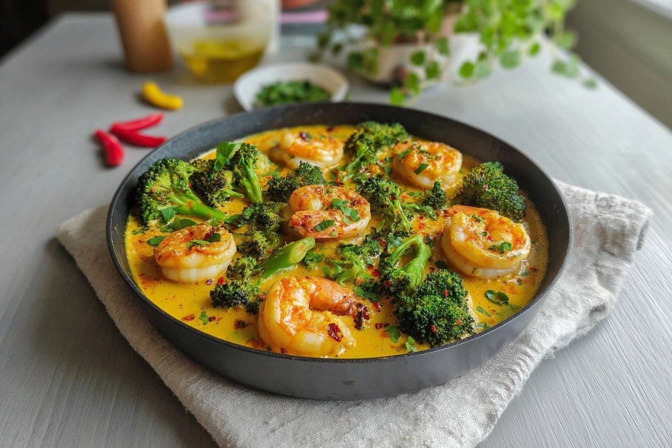 Creamy Spicy Shrimp With Broccoli