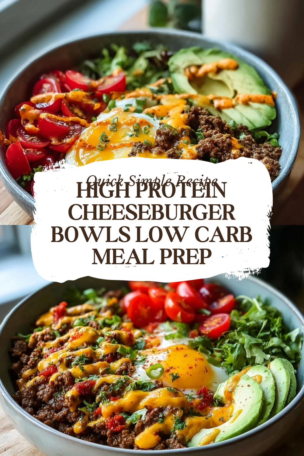 High Protein Cheeseburger Bowls Low Carb Meal Prep
