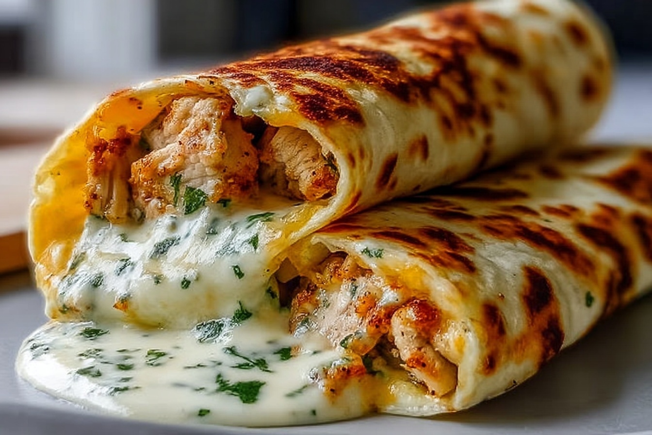 Low Carb Cheesy Garlic Chicken Wraps