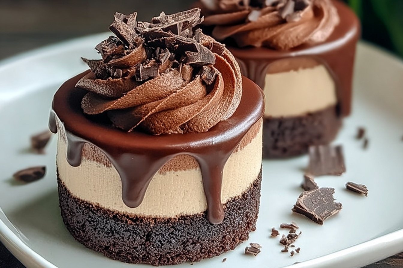 Mini Triple Chocolate Mousse Cakes