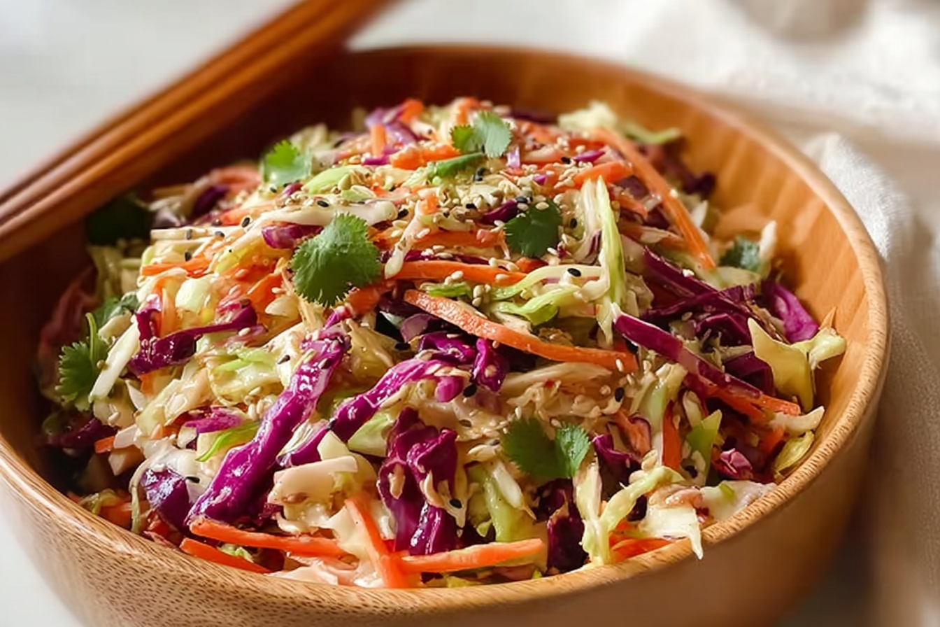 Quick Asian Coleslaw With Sesame Dressing