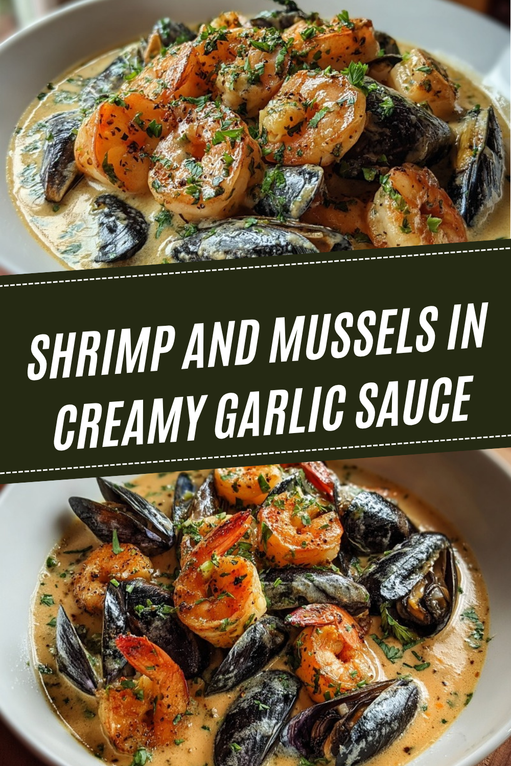 Shrimp And Mussels In Creamy Garlic Sauce